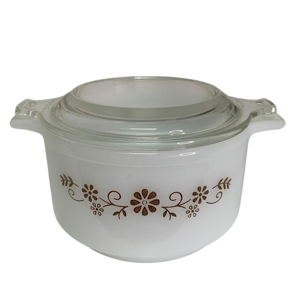 Vintage Dynaware Pyr-O-Rey Milk Glass 12oz Casserole with Pyrex Lid
